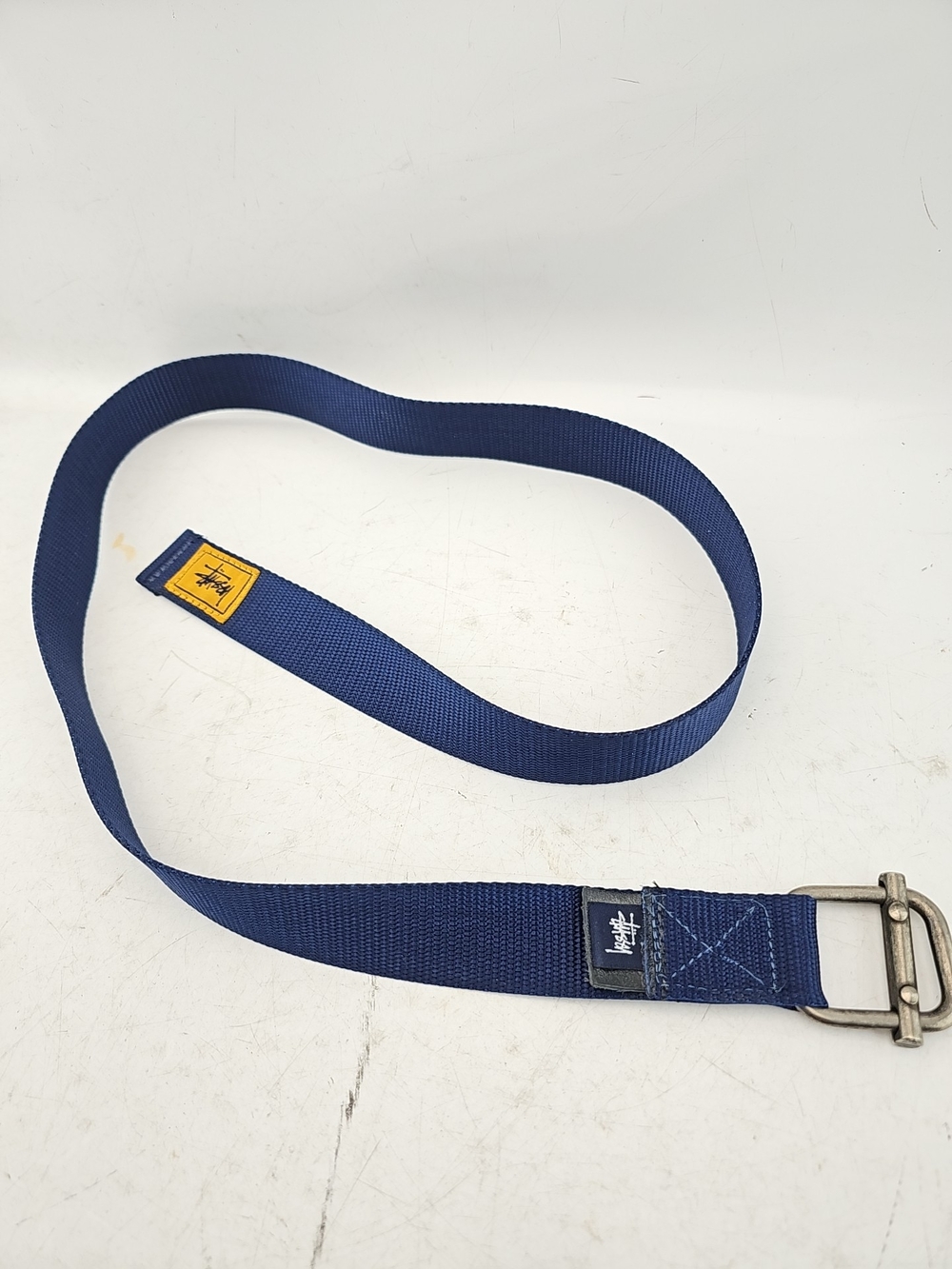 Stussy Blue Webbing Belt with Metal Double D-Rings